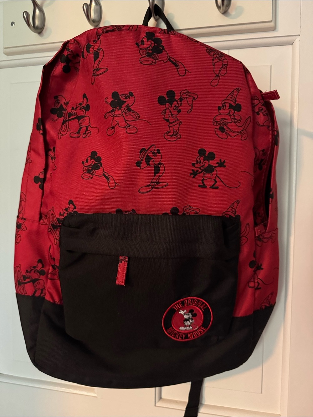 Disney Mickey Mouse Red & Black Large Backpack Through the Years School Travel